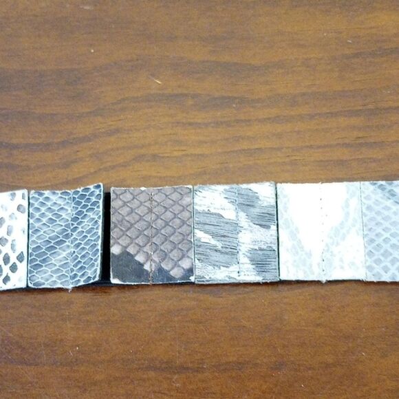 Suzi Roher Pieced Leather Snake Skin Elastic Belt, Vintage! main image 7